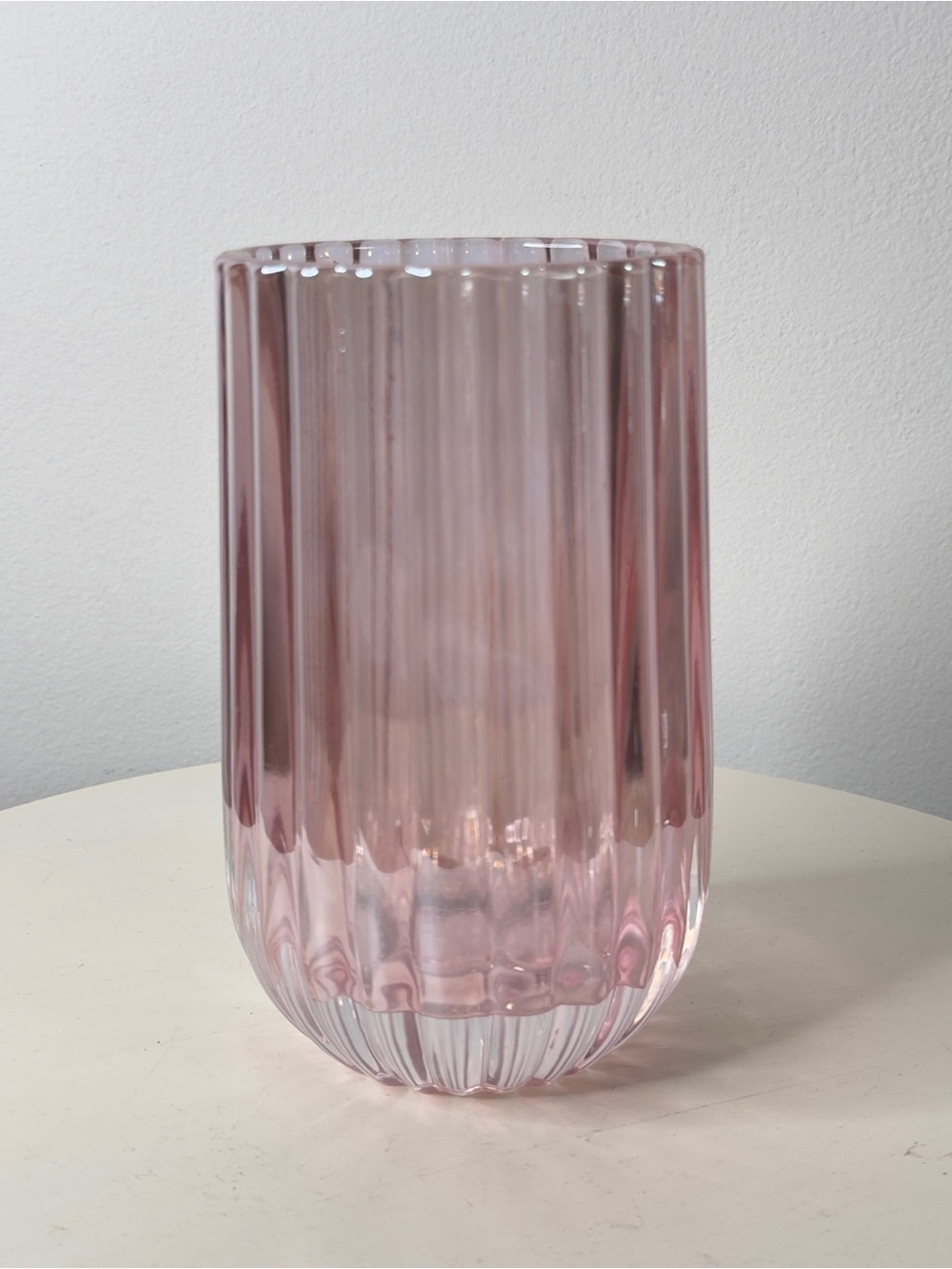 Modern Mauve Collection Glass Ribbed Vase